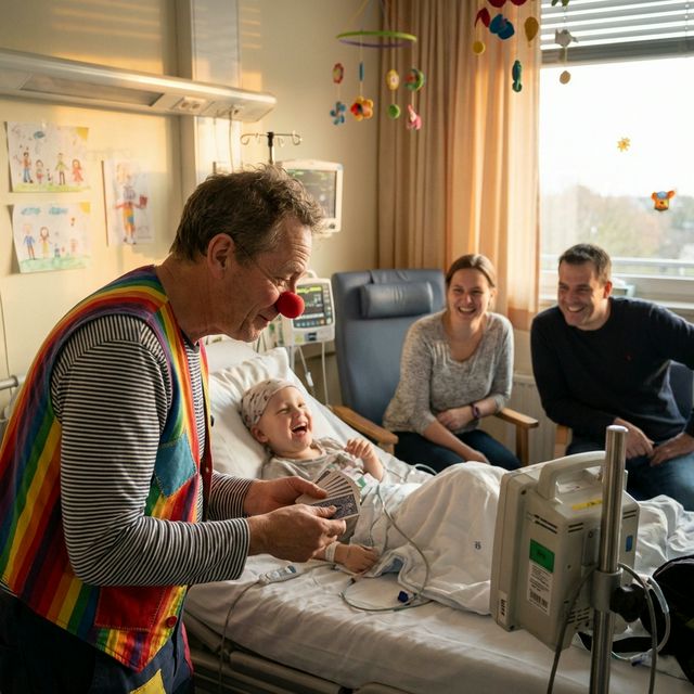 Payaso de hospital con niño